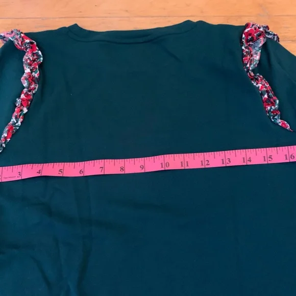 J. Crew Teal Ruffle-Shoulder Sweater - Picture 6 of 7